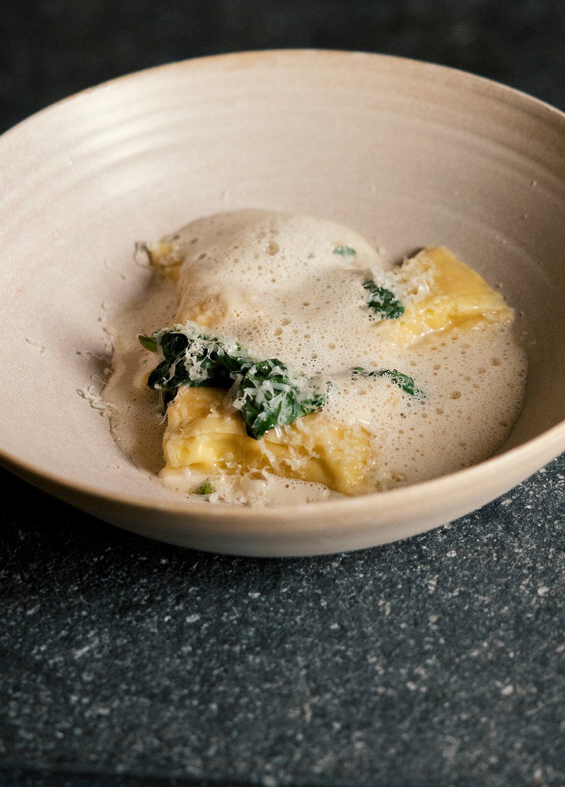 Stuffed Pasta with Chicken & Onion Foam