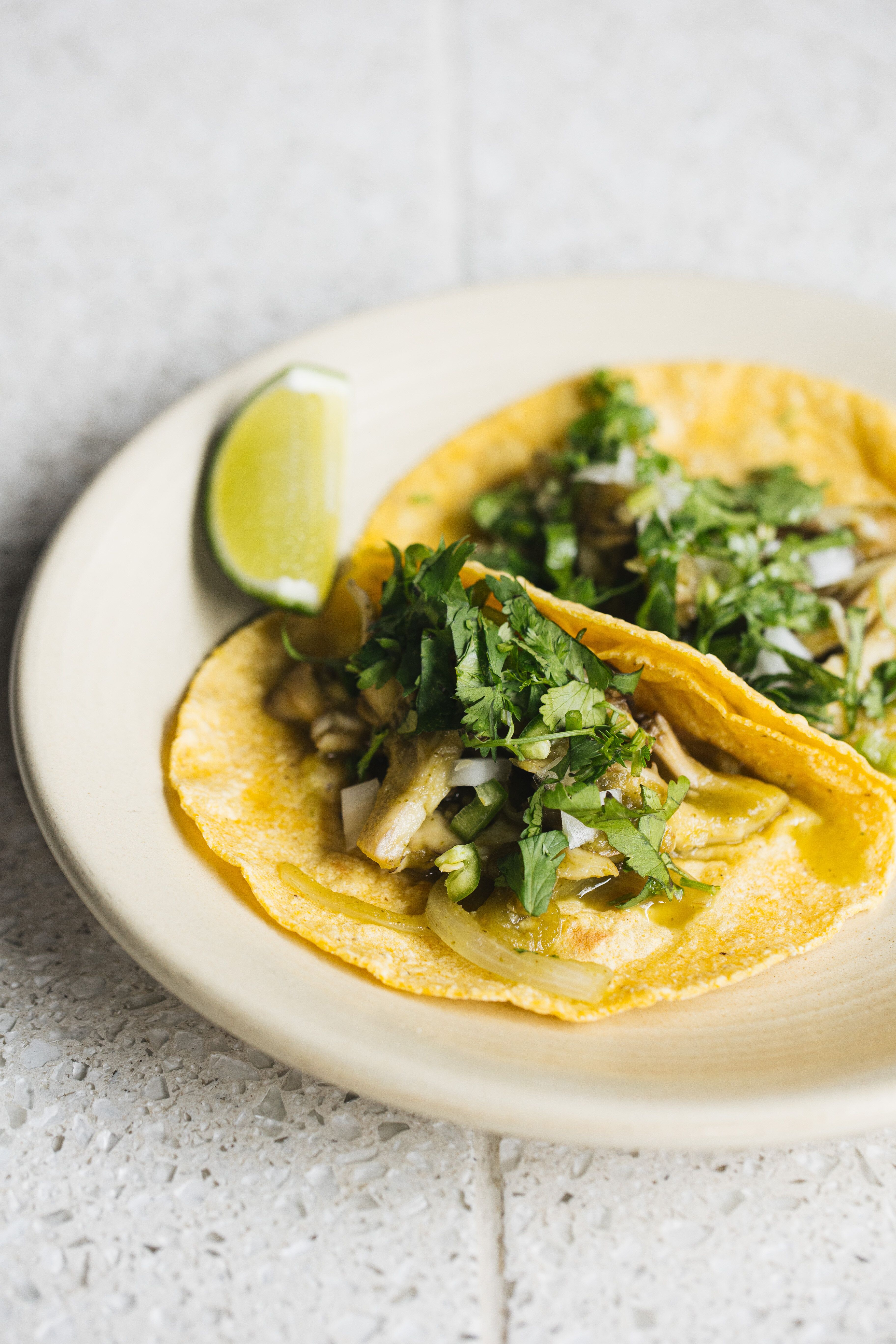 Mushroom in Salsa Verde Tacos