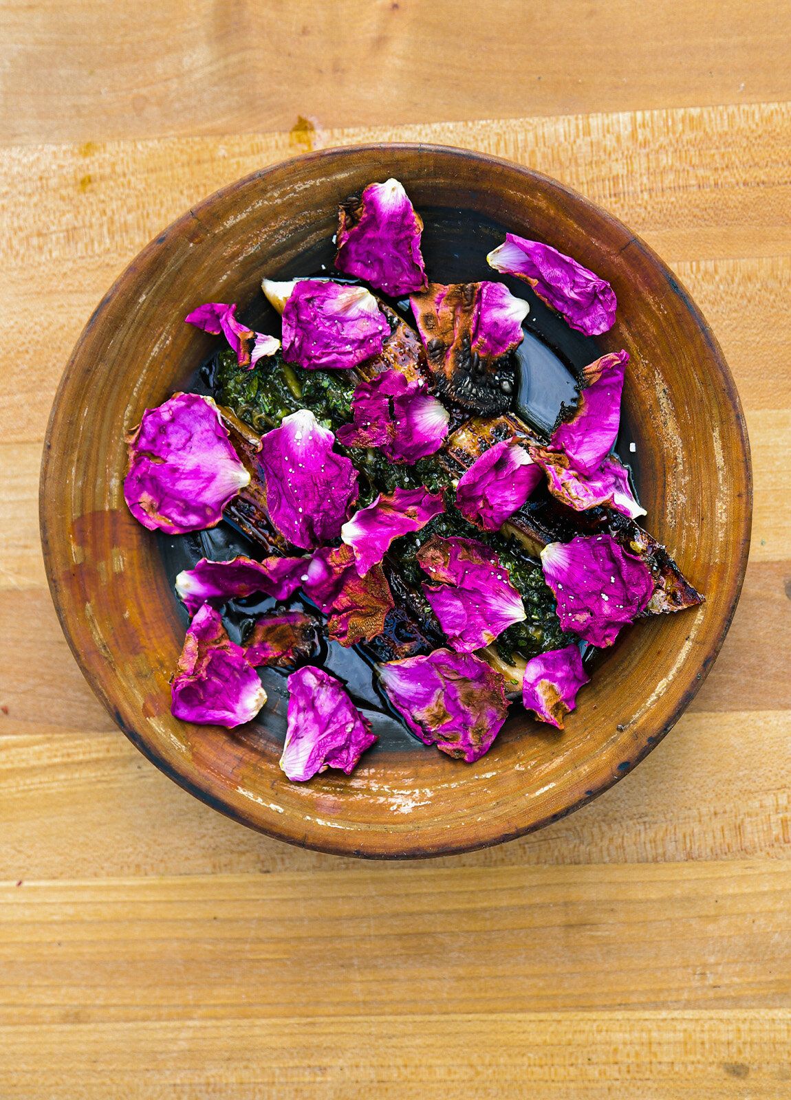 Grilled Mackerel with Rose Petals & Brown Butter Sauce