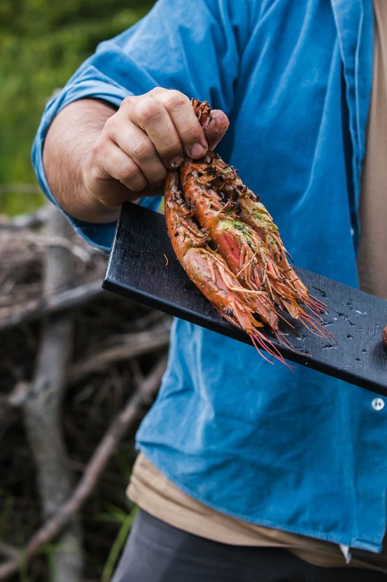 Grilled Prawns & Wild Green Pesto