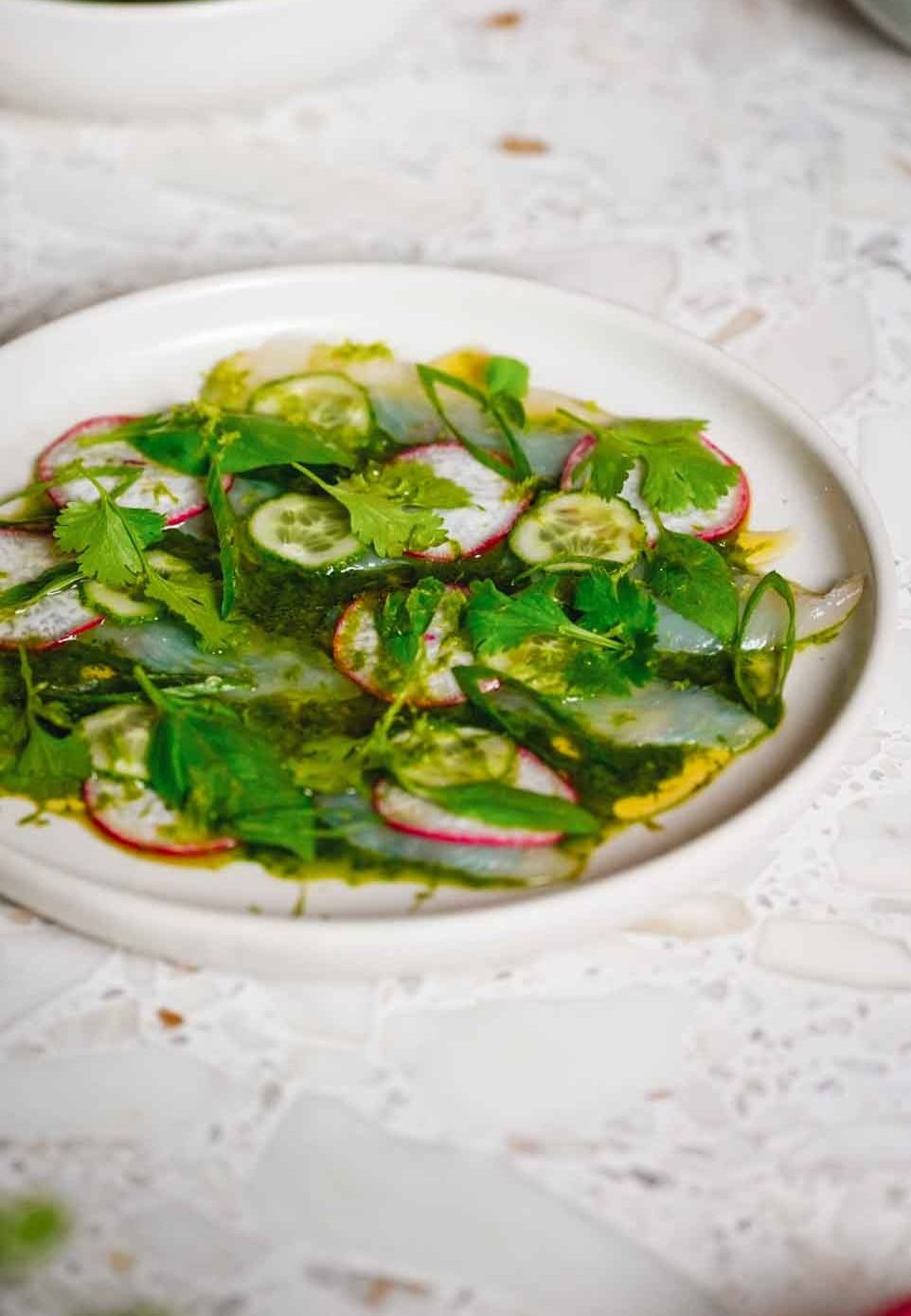 Fish Crudo with Green Nam Jim